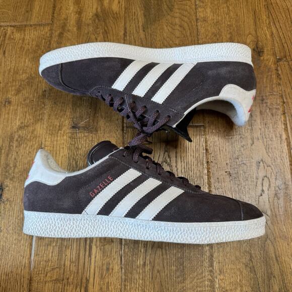 Adidas Gazelle Mens Sz 10 Deep Burgundy Plum White Sole Sneaker - Picture 8 of 11